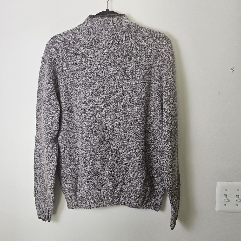 Jos. A. Bank Reserve Sweater Mens Large Brown Wool Blend Mock Neck Marled Knit - Picture 2 of 7